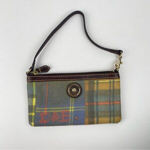 Vintage Dooney and Bourke Tartan Multi-Color Plaid Wristlet Purse Clutch Strap